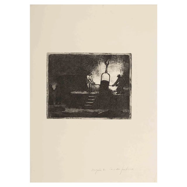 Angèle Delasalle, Working, Original Etching, Mid-20th-Century For Sale