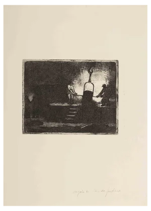 Angèle Delasalle, Working, Original Etching, Mid-20th-Century