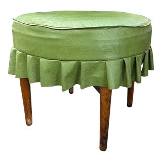 Mid Century Foot Stool With Ruffled Trim For Sale
