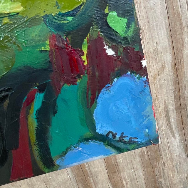 Vintage Boho Signed Original Oil Landscape on Canvas For Sale - Image 4 of 7