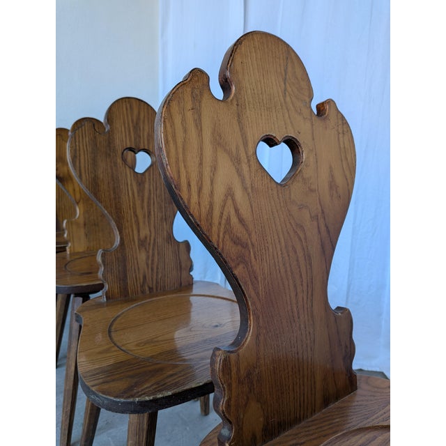 Farmhouse Tyrolean Chair with Heart Cutout Back, 1970s, Set of 8 For Sale - Image 17 of 18