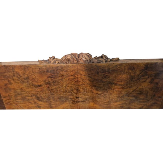 Art Deco Headboard & Footboard in Walnut and Walnut Root, 1940s, Set of 2 For Sale - Image 9 of 12