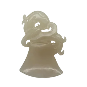 Light White Natural Jade Pendant With Dragon Handle Ax Lucky Feng Shui Figure