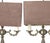 Lighting - Pair of chandeliers. European; 20th century, made of metal with embossed decoration. Fabric lampshades. Height:...
