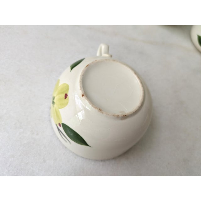 Mid 20th Century Set of 7 Dixie Dogwood Pattern Tea Cup Set by Blue Ridge Southern Pottery For Sale - Image 5 of 8