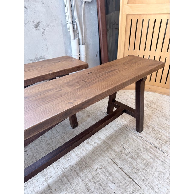 Oak Farm Benches, 1950s, Set of 2 For Sale - Image 13 of 18