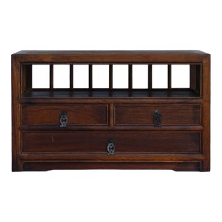 Chinese Brown Wood Rectangular Table Top Stand Display Easel Chest For Sale