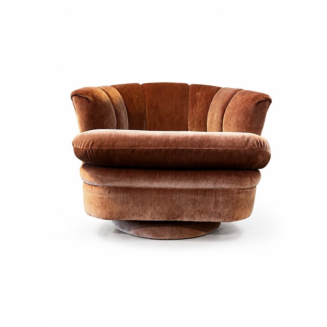 Mid-Century Modern Vintage 1970s Handcrafted Charles Schneider Mid Century Modern Channel Back Swivel Chair For Sale - Image 3 of 12