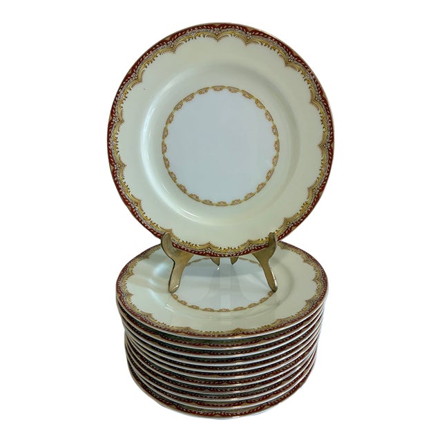 Vintage Meito “Celestine” Rust and Gold Bread Plates, Set of 12 For Sale