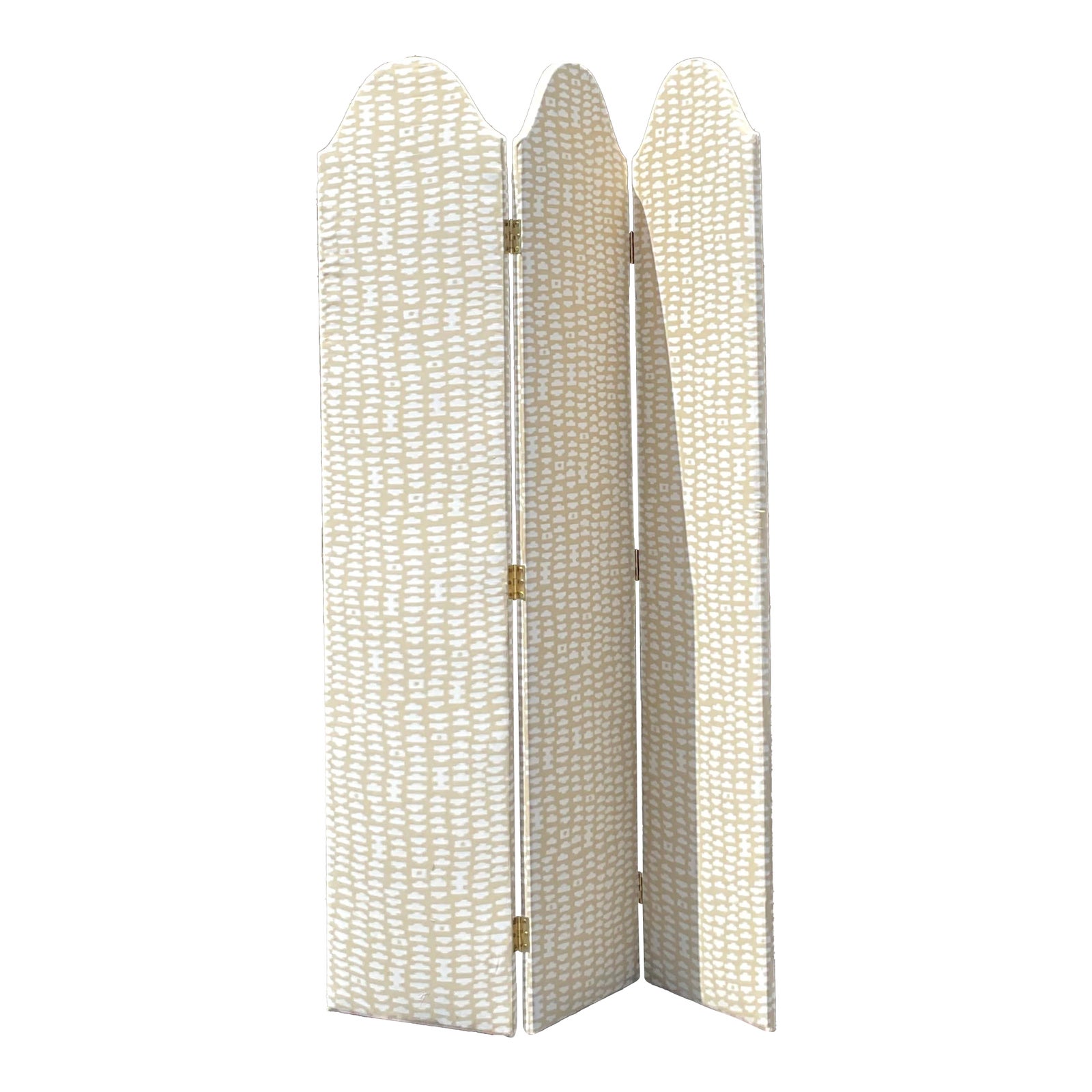 Vintage Boho Upholstered Folding Screen | Chairish