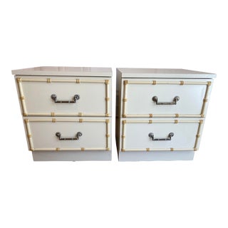 Vintage Hollywood Regency Faux Bamboo Nightstands- a Pair For Sale