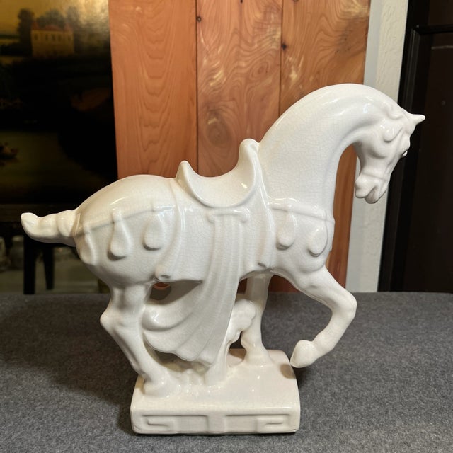 Figurative Mid 20th Century White Glaze Ceramic Horse Figurine For Sale - Image 3 of 10