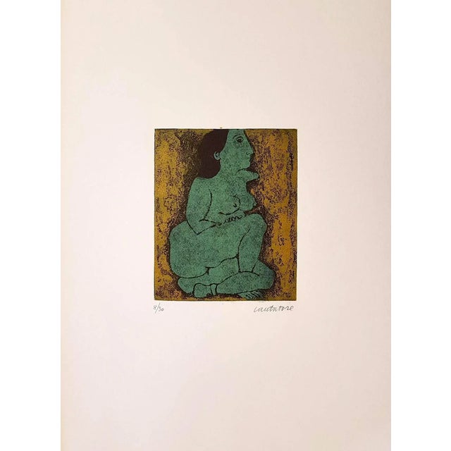 Etching and Colored Aquatint on watermarked paper. Image Dim: cm 25x20; Dim: cm 70x50 Fine colored print, hand-signed and...