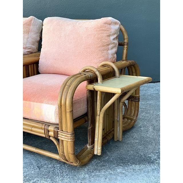 Late 20th Century Vintage Bielecky Brothers Rattan Hook on Side Table For Sale - Image 5 of 12