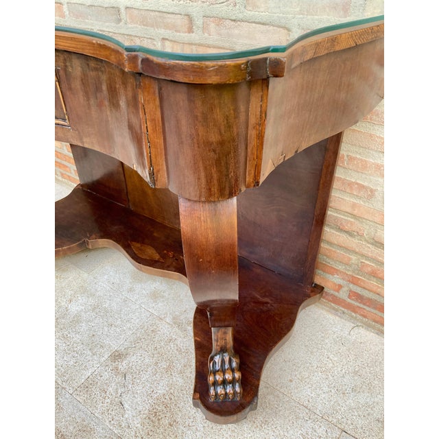 Brown Antique Console Table in Wood with Drawer For Sale - Image 8 of 18