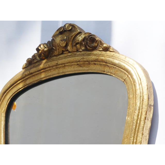 Wood Vintage Italian Gold Gilt Scalloped Mirror, 1920s For Sale - Image 7 of 12