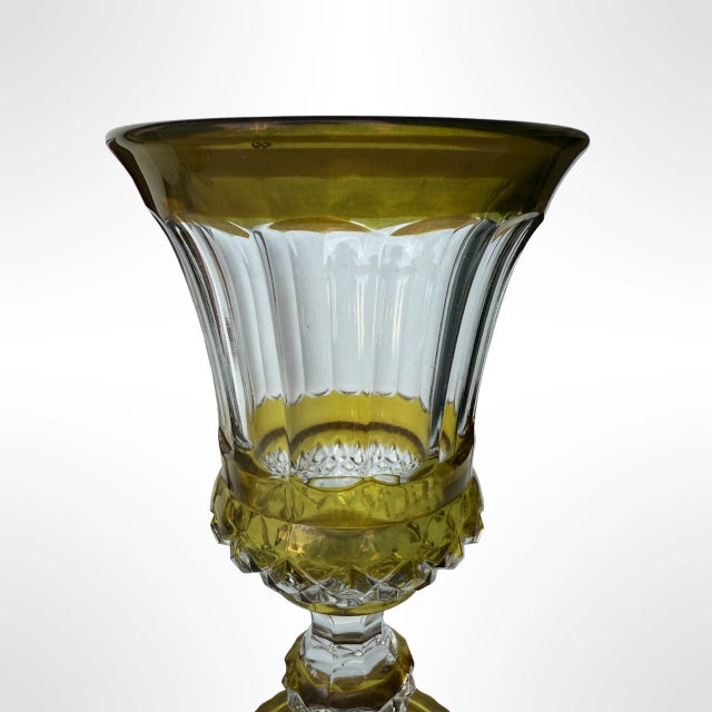 Vintage Bohemian Cut-To-Clear Cranberry and Amber Glassware Goblets Set of 3 For Sale - Image 4 of 7