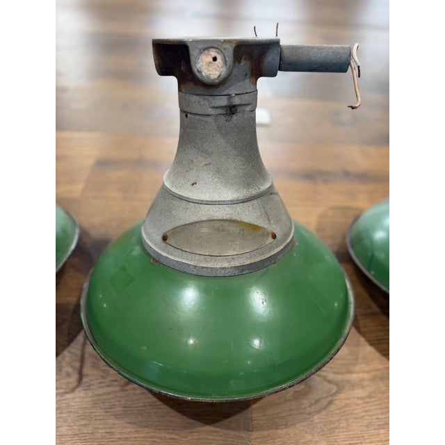 Vintage Crouse-Hinds Green Porcelain Enamel Explosion-Proof Industrial Pendant Lights, Circa 1950s - Set of Three For Sale - Image 11 of 12