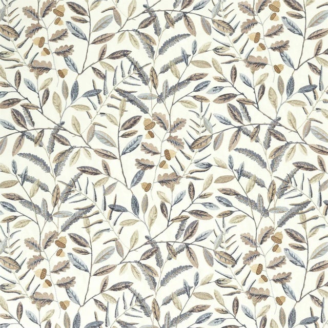 Sanderson Quercus Fabric in Linen/ Steel Blue - a Sample For Sale