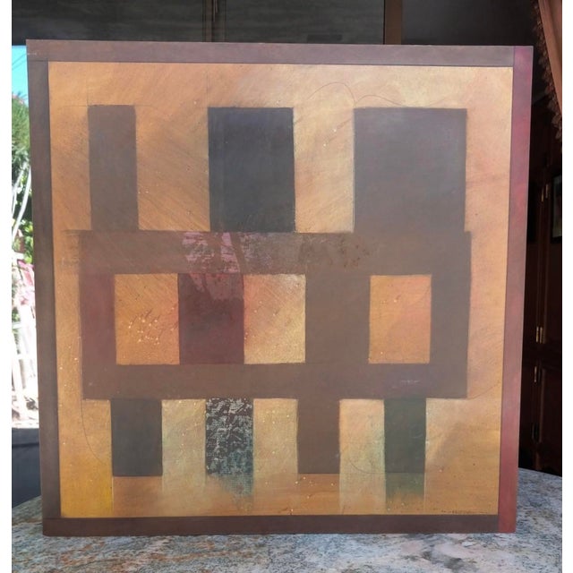 Well known California artist (American, 1930 - 2021) Robert R. Bradshaw painted this 24” X 24” abstract geometric work on...