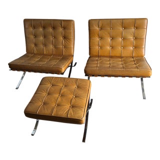 A Set of Two Vintage Barcelona Style Chairs For Sale