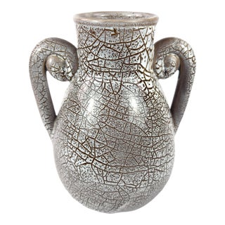 Mid-Century Accolay Crackle-Glaze Sculptural Vase, Signed b.a., France For Sale