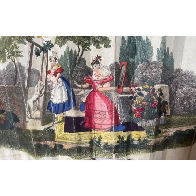 Antique 19th Century French Hand Painted Figural Sterling Gold Pocket Hand Fan For Sale - Image 11 of 18