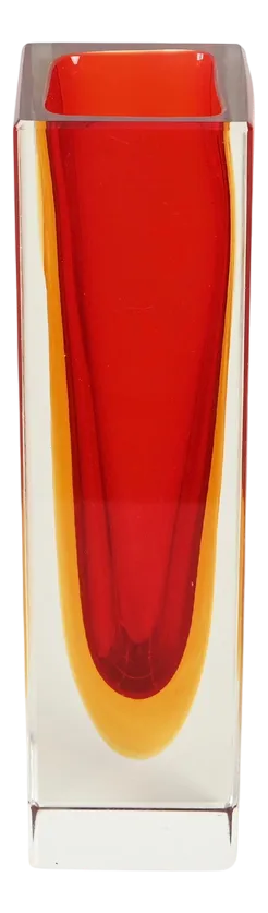 Red and Yellow Sommerso Murano Glass Vase attributed to Flavio Poli, Italy, 1960s