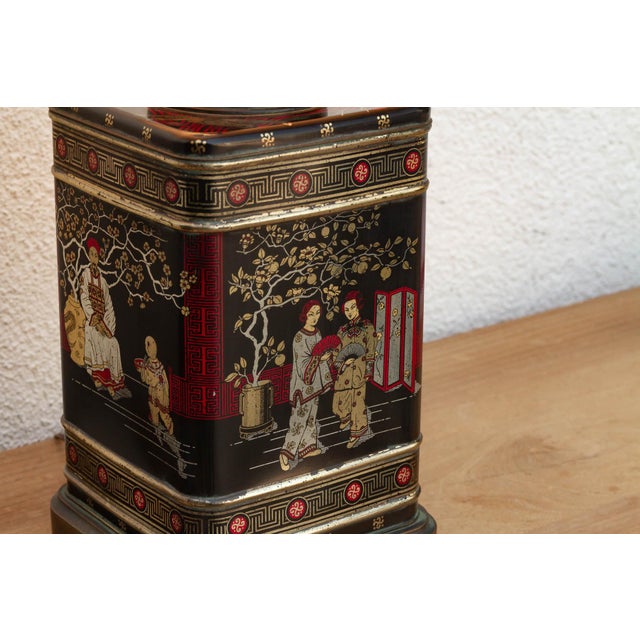 Mid-Century Modern Antique Canton Tea Merchant Tin Lamp For Sale - Image 3 of 9
