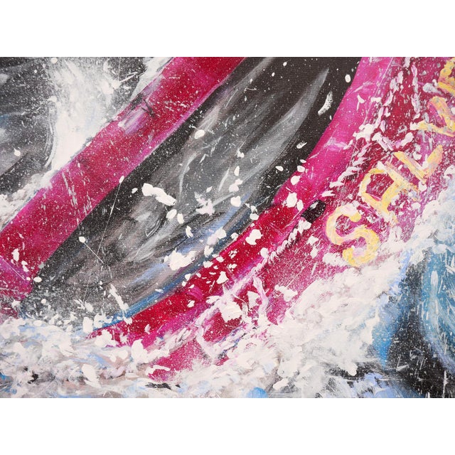 Moisés Villafuerte "Salvame" Blue, Magenta, and Yellow Contemporary Seascape Painting with Texts, 2022 For Sale - Image 12 of 12