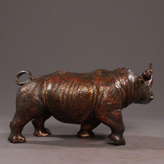 Late 19th Century Gilt Bronze Rhinoceros Statue, 1.53kg For Sale - Image 9 of 10