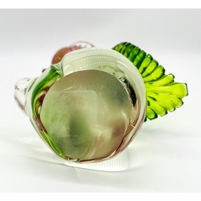 Vintage Alfredo Barbini Style Pink, Green, and Gold Aventurine Cockatoo Bird Figurine For Sale - Image 10 of 11