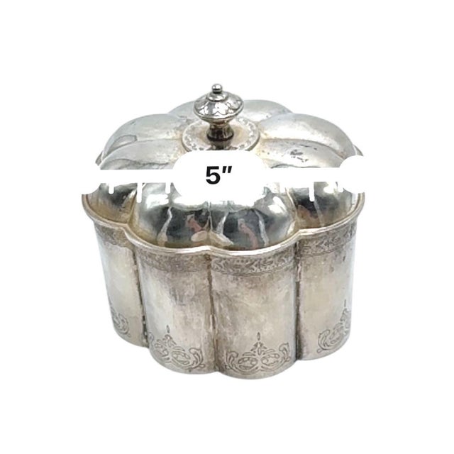 1990s Godinger Silver Plated Scalloped Trinket Box With Intricate Engravings & Removable Lid Red Velvet Interior For Sale - Image 9 of 10