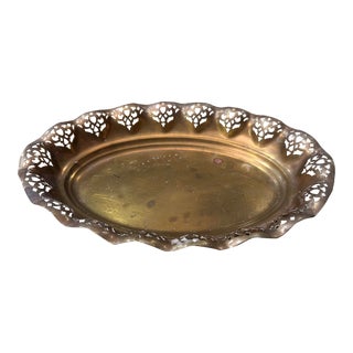 1970s Lace Brass Tray For Sale