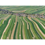 "Stripes_of_Suloszowa_006" Contemporary Aerial View Limited Edition Photograph by Bernhard Lang For Sale