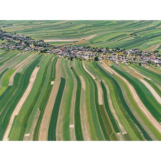 "Stripes_of_Suloszowa_006" Contemporary Aerial View Limited Edition Photograph by Bernhard Lang For Sale