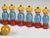 Toy Bowling Game with Figures in Yellow Hats and Balls, 1940s, Set of 12 For Sale - Image 4 of 9