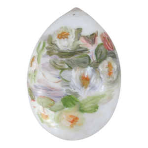 Antique Large Hand Painted Porcelain With Water Lilies Easter Egg 6" Tall
