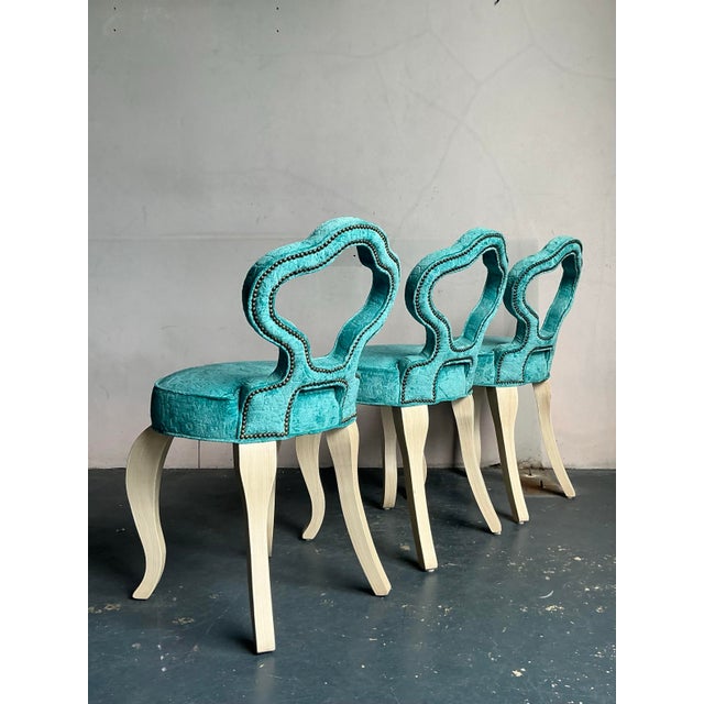 Vintage Regency Keyhole Barstools - Set of 3 For Sale - Image 4 of 9