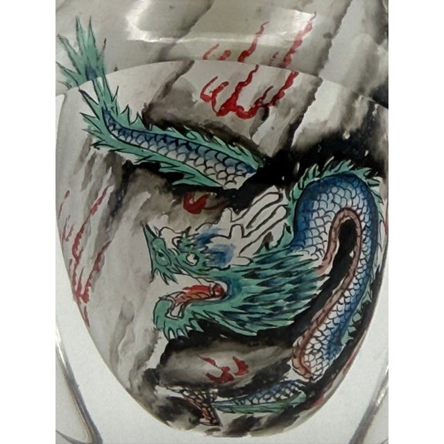Vintage Inside Painted Dragon Design Snuff Bottle For Sale - Image 9 of 15