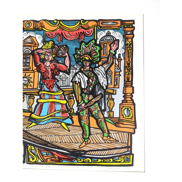 1980s Commedia Dell'Arte Signed Limited Edition Serigraph by Marius Sznajderman, 1983 For Sale - Image 5 of 15
