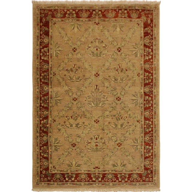Tan 1990s Shabby Chic Tan/Rust Hand-Knotted Rug - 4'1 X 5'9 For Sale - Image 8 of 8