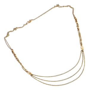 Vintage Christian Dior Solid Gold CD Three Strand 28" Long Necklace Germany
