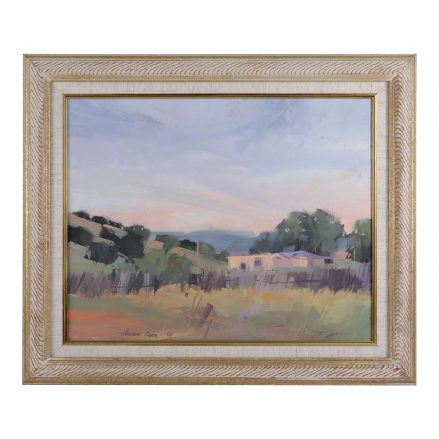 Howard Carr Ranch House and Field Oil Painting, Framed For Sale