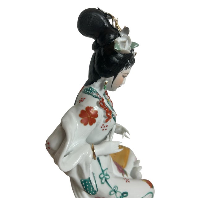 Vintage Japanese Geisha Porcelain Statue Asian Figure For Sale - Image 11 of 12