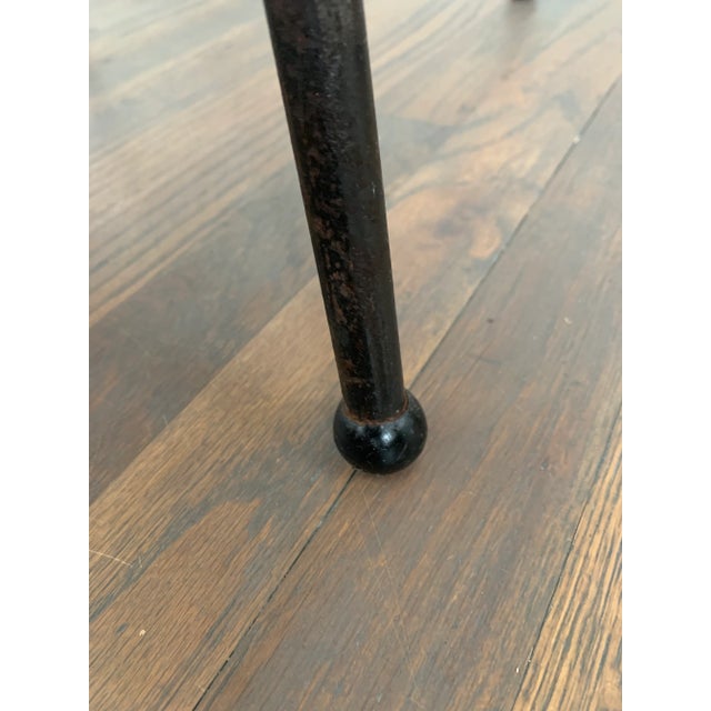 Oxblood Red Mid-Century Modern Swivel Top Iron Leg Table For Sale - Image 8 of 11