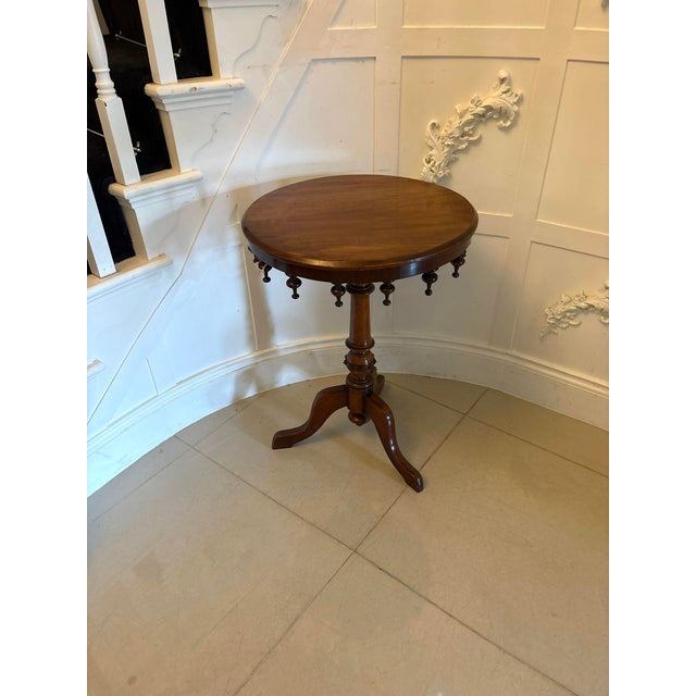 Antique Victorian Walnut Bobbin GalleryTable Lamp , 1880 For Sale - Image 3 of 13