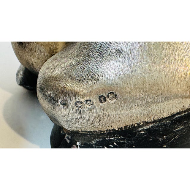 Antique Edwardian Sterling Silver Double Horse Hoof Inkwell Desk Stand For Sale - Image 13 of 15