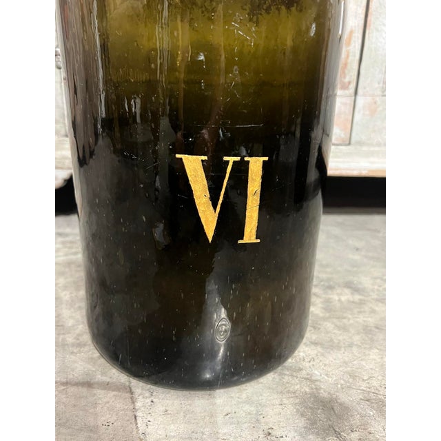 Brown Large Antique French Hand Blown and Painted Wine Bottle, Normandy, Circa 1880s For Sale - Image 8 of 9
