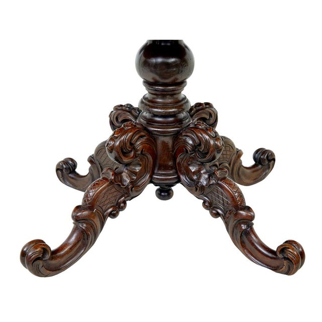 Antique Scandinavian Hand Carved Oval Center Table, 1880 For Sale - Image 4 of 10